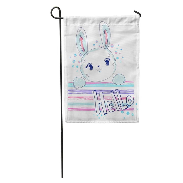 JSDART Colorful Abstract Cute Bunny Rabbit Children Girl Adorable Artistic Garden Flag Decorative Flag House Banner 28x40 inch