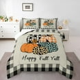 thumbnail image 2 of Feelyou Happy Fall Yall Queen Comforter Set, Black Grey Buffalo Bedding Sets, Autumn Harvest Pumpkin Bedding Comforter Set, Breathable Home Decor, 3-Piece, 2 of 8