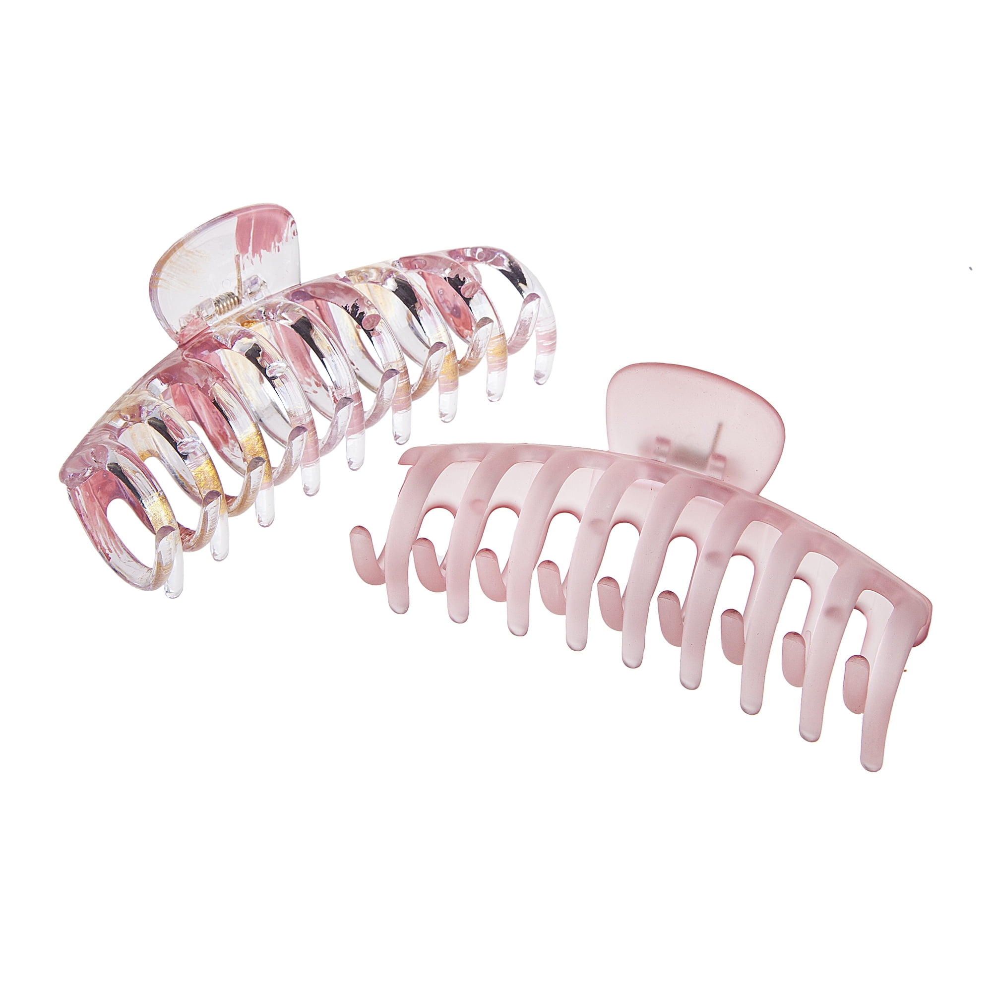 Enchante Wide-Curved No-Slip Claw Clips, Multicolor & Peach Painted, 2 Ct