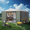 thumbnail image 2 of 12 X 10 Ft Outdoor Storage Shed, Metal Garden Sheds & Outdoor Storage With Updated Frame Structure, Backyard Garden Terrace Tool Shed For Backyard, Lawn, Patio, Bike Storage, Gray, 2 of 7