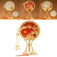 thumbnail image 4 of Wedding Fan Bride Handmade Bridesmaid Bridal Bouquet Wedding Accessories Round Fan Ornaments Chinese Style fan for hand Vintage for Home Decor Red D, 4 of 8