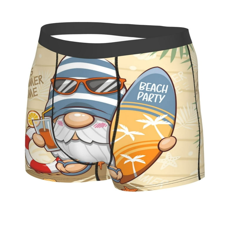 Kll Hello Summer Cute Gnome Men'S Cotton Boxer Briefs Underwear-Medium