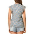 thumbnail image 4 of MODA NOVA Junior's Ruffle Blouse V Neck Cap Sleeves Floral Tops Blue-B M, 4 of 7
