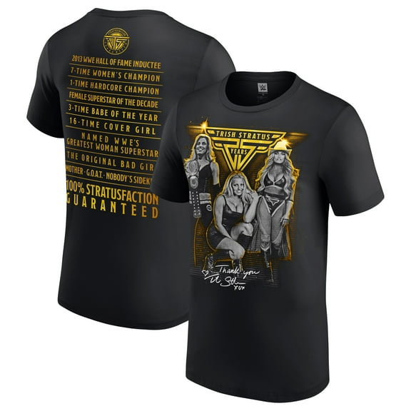 Men's Black Trish Stratus 25 Years Accolades T-Shirt