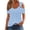 Light Blue, variant on Nmnitkp Womens Summer Trendy Cold Shoulder Short Sleeve T Shirts Criss Cross Casual Loose Tunic Shirts Tops Blouses Light Blue,L