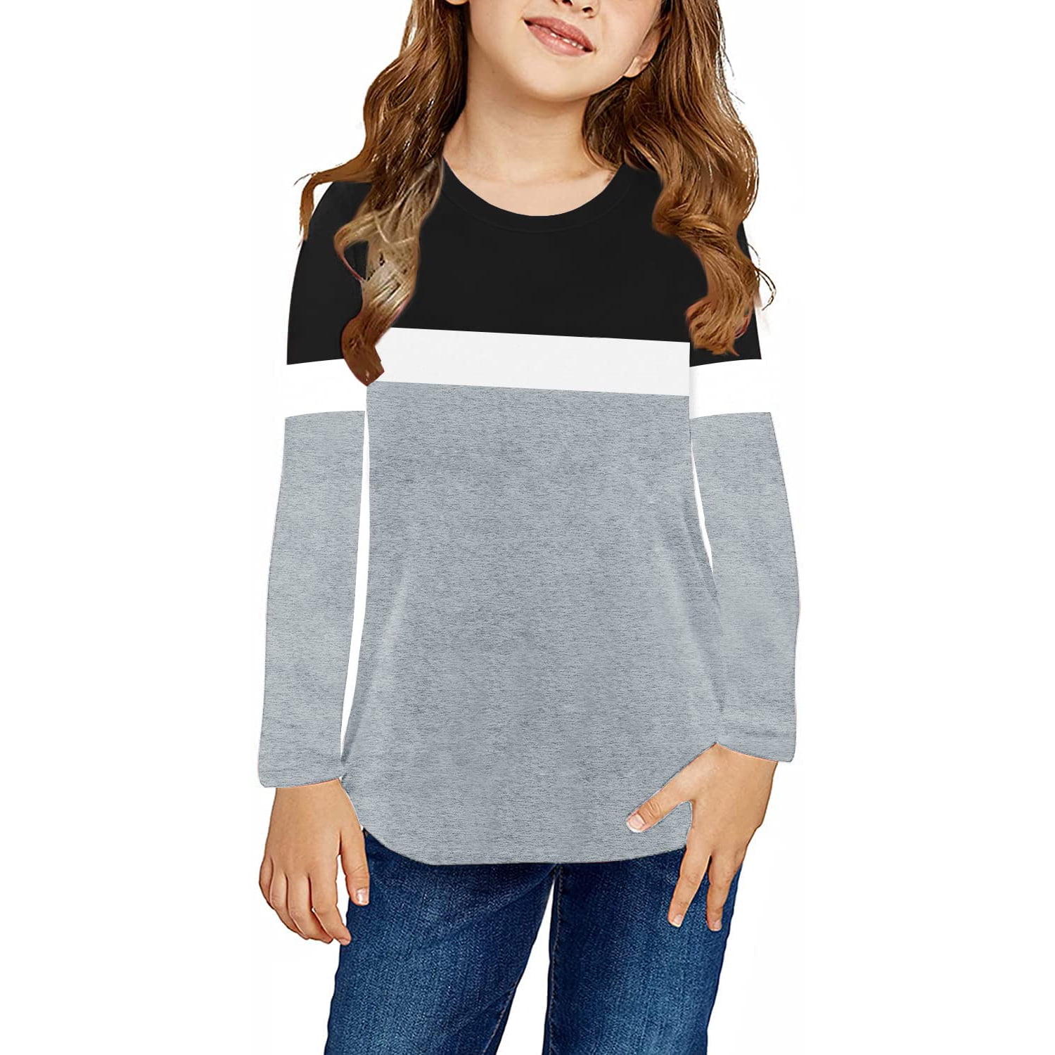 Mafulus Girls Casual Long Sleeve T Shirts Kids Loose Tunic Tops Color