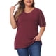 thumbnail image 1 of Blusas casuales de manga abullonada con puntos suizos en V para mujeres de tallas grandes Agnes Orinda 4X rojas, 1 of 6