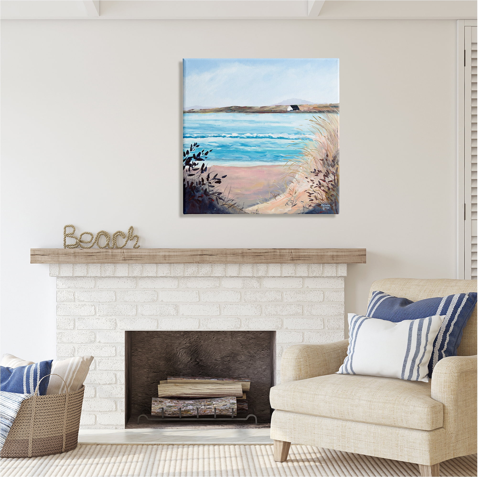 Stupell Industries Coastal Beach Landscape Landscape Painting Gallery Wrapped Canvas Art Print Wall Art, 30 x 30