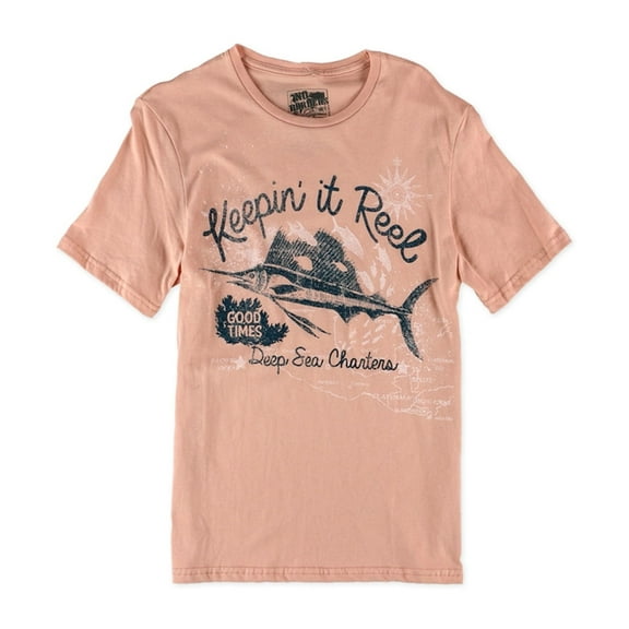 No Borders Mens Keepin It Real Graphic T-Shirt, Pink, Small