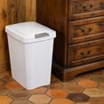 thumbnail image 2 of 30 Quart 7.5 Gallon 28.39 Liter White Slim Rectangular Plastic Trash Can with Swing Lid - Compact Garbage Bin for Kitchen, Bathroom, Bedroom & Office, 2 of 5