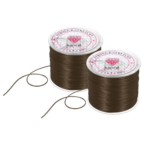 2 Rolls Elastic String for Bracelets, 0.8mm Stretch Bead Cord Brown, 100m