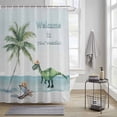thumbnail image 4 of Vintage Shower Curtains for Bathroom, Welcome Vacation Seaside Palm Tree Dinosaur Watercolor Washable Fabric Shower Curtain with Hooks Waterproof Bathroom Decor Sets, 54 x 78 Inches, 4 of 9