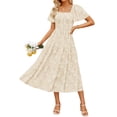thumbnail image 1 of Vestido ZESICA para mujer, estilo bohemio, floral, midi, color albaricoque, 1 of 7