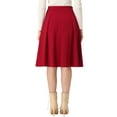 thumbnail image 3 of INSPIRE CHIC INSPIRE CHIC Women's Office Work Skirts Belted Waist Midi A-Line Pleated Skirt L Deep Burgundy, 3 of 5