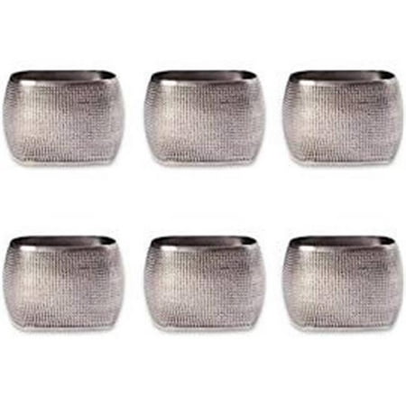 

Silver Textured Square Napkin Ring Set of 6