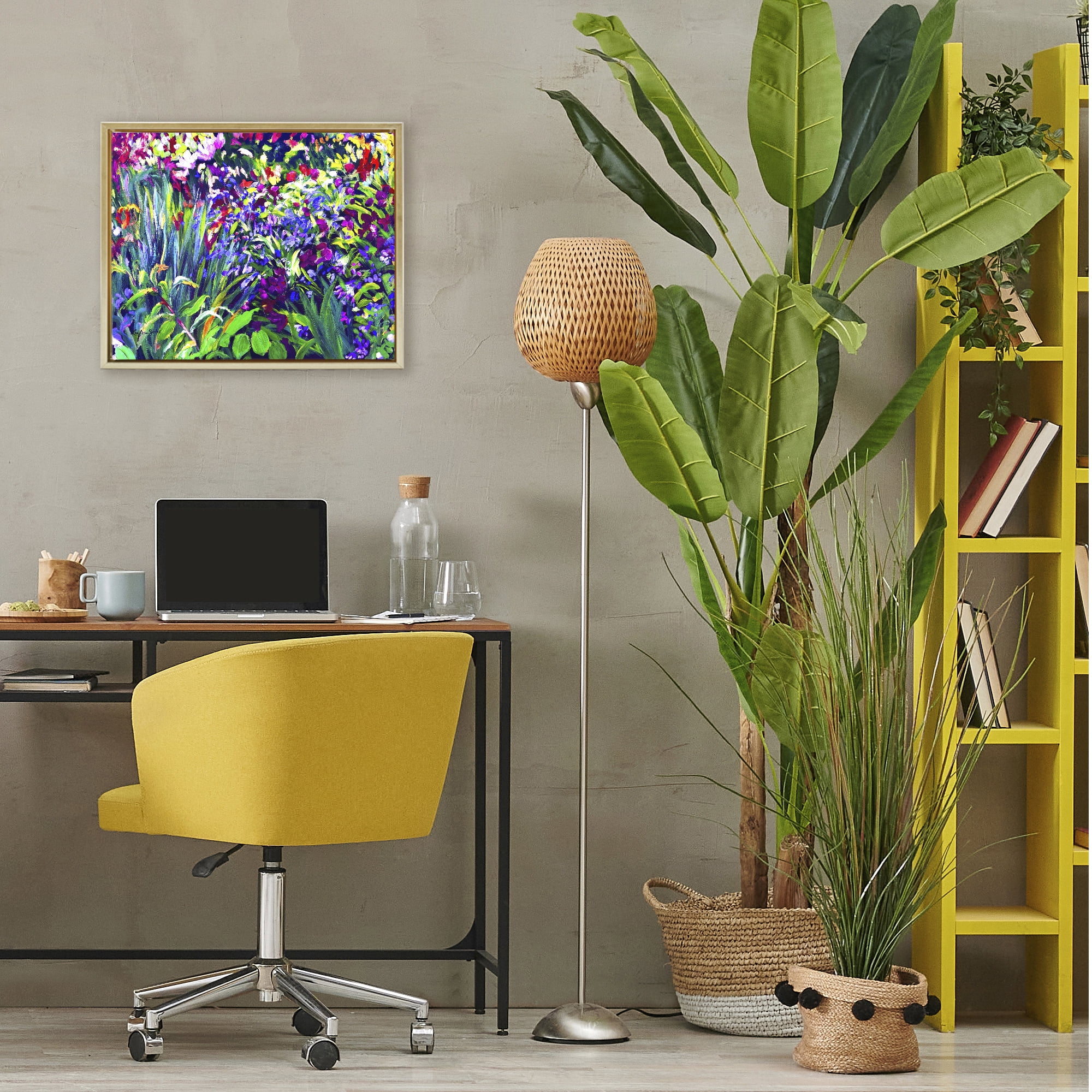 Stupell Industries Vibrant Confetti Garden Gold Framed Floater Canvas Wall Art, design by Lee Ann Zirbes