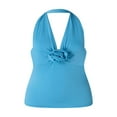 thumbnail image 4 of EIMELI Womens Summer Casual Tank Tops Solid Color Sleeveless Backless Hanging Neck Vest, 4 of 6