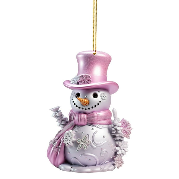 Pink and Silver Snowman Christmas Ornament, Festive Hanging Decor for Home and Holiday Season Ambiance, for Adding a Touch of Elegance to Christmas Tree - A