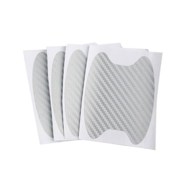 Transemion Car Door Handle Sticker Fiber Film Anti-scratch Universal Auto Handle Cover Silver 1Set