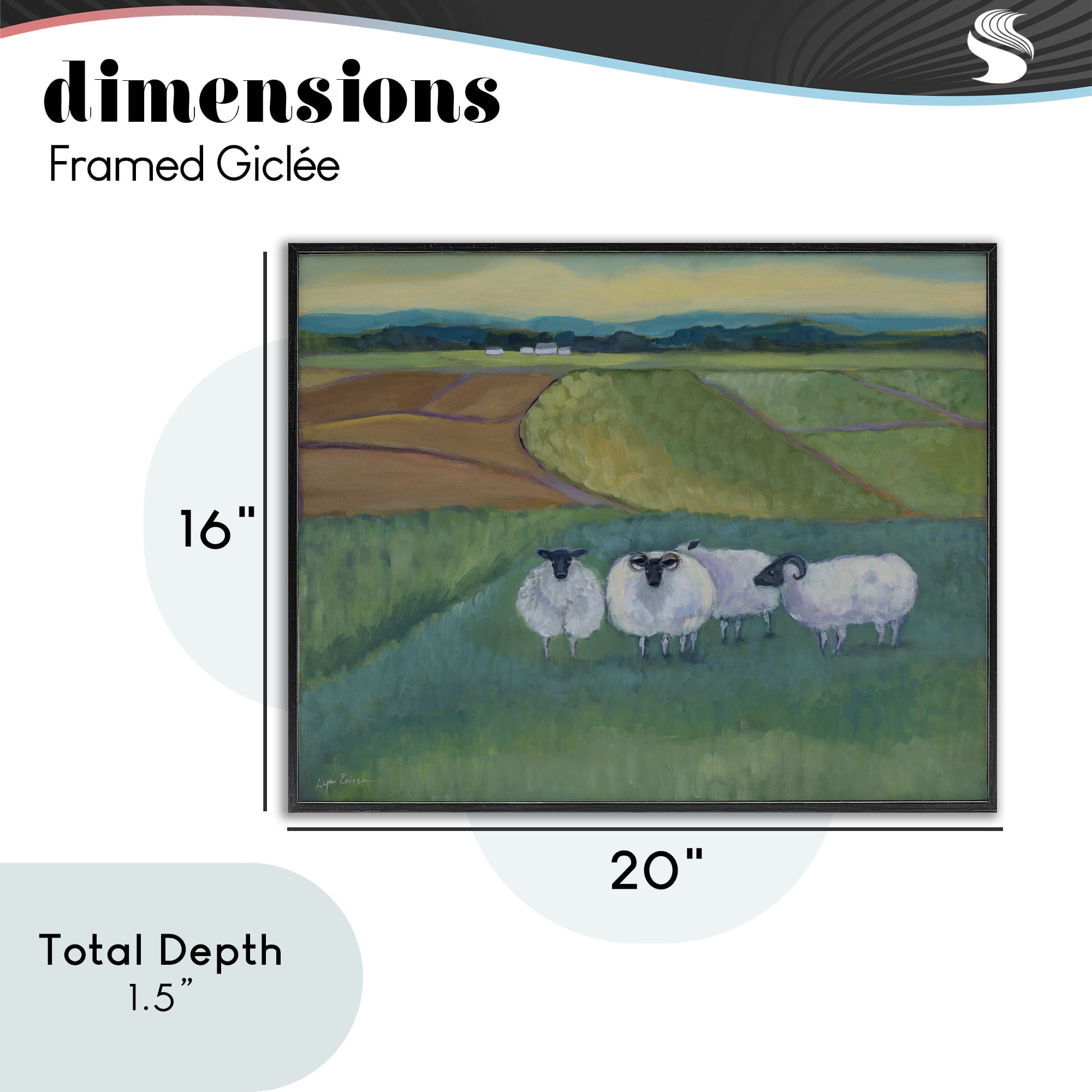 Stupell Industries Sheep Herd Meetup Black Framed Giclee Art, design by Lynn Ericson Fine Art