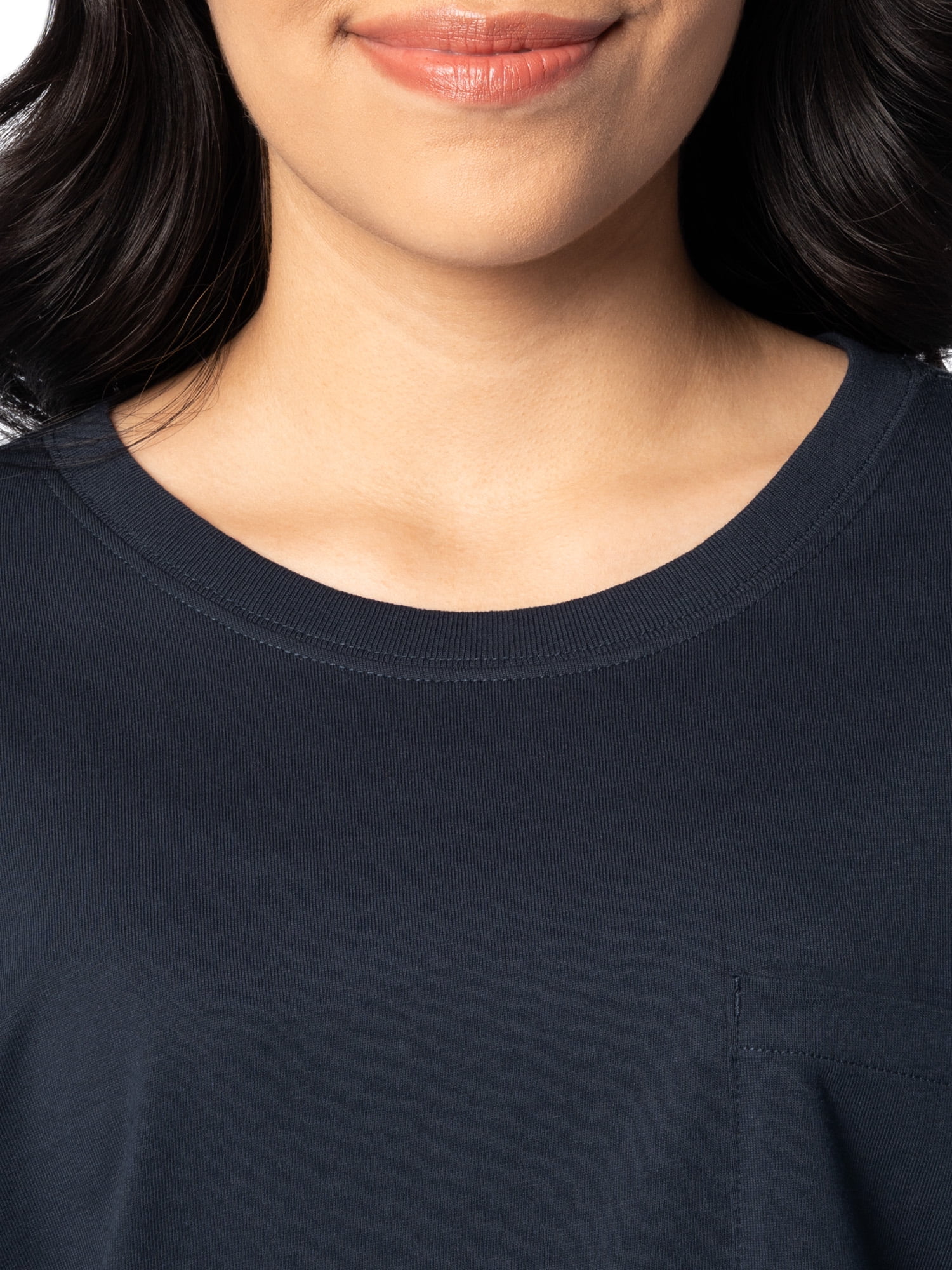 Time and Tru Women's Short Sleeve Boyfriend Pocket T-Shirt, XS-XXXL
