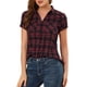 thumbnail image 1 of Camisas de cuadros para mujer INSPIRE CHIC con cuello de punta y botones, talla 3XL, rojo y negro, 1 of 7