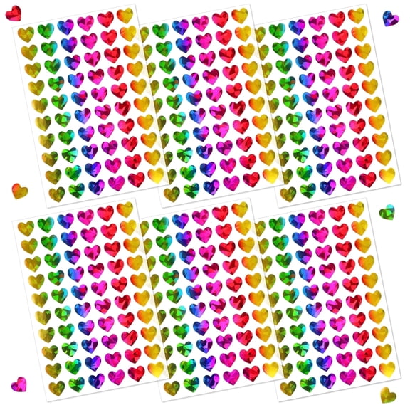 QJKLWV Premium Rainbow Holographic Heart Stickers Pack, 0.6 in 1800 Pcs 30 Sheets Self Adhesive for Envelope, DIY Planner Scrapbook Holiday Decor