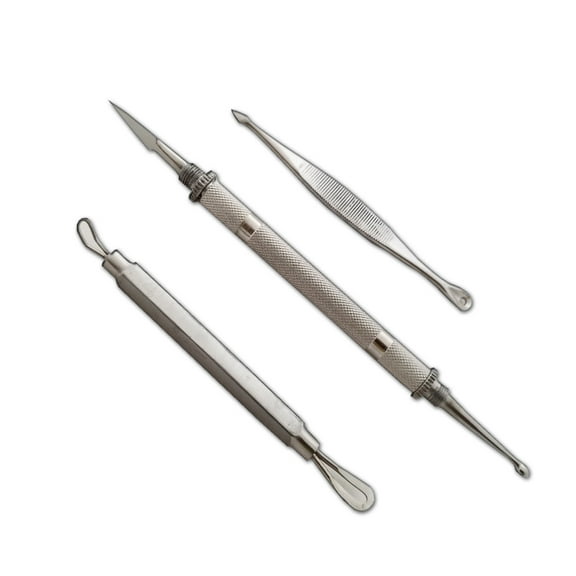 Blackhead Whitehead Pimple Spot Comedone Extractor Remover Popper Tools Kit 3Pcs