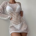 thumbnail image 4 of Conairie Swim Suit Coverup For Womens Long Sleeve Loose Crochet Knit Bathing Suits Cover Ups Summer Bikini Vacation Midi Dress Outfits White One Size, 4 of 9