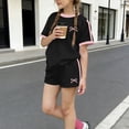 thumbnail image 2 of Edvintorg 2 Piece Outfits for Girls Loose Fit Short Sleeve Crewneck Casual Athletic Shirt and Boyshort Kids Clothes Girls Size 3-14, 2 of 6
