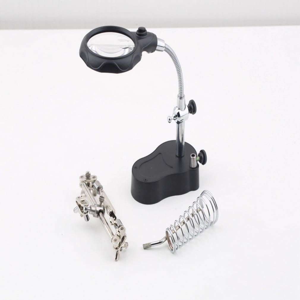 3.5x&12X 3rd Helping Clip LED Magnifying Soldering Iron Stand Len Magnifier~~ by