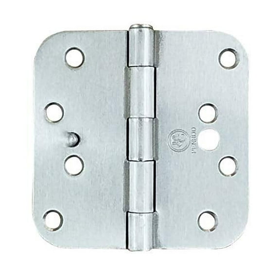 Security Door Hinges - Satin Nickel - 4" Inch with 5/8" Radius - Security Tab - 3 Pack