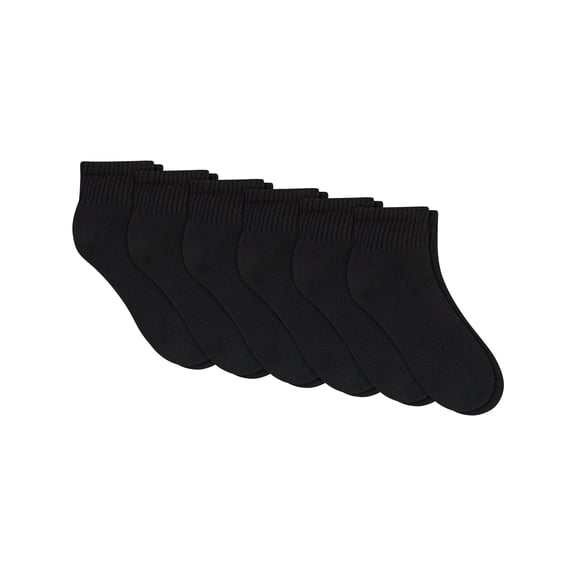 Hanes Unisex Plain Black Socks Pack, 6 Pairs, Ankle L
