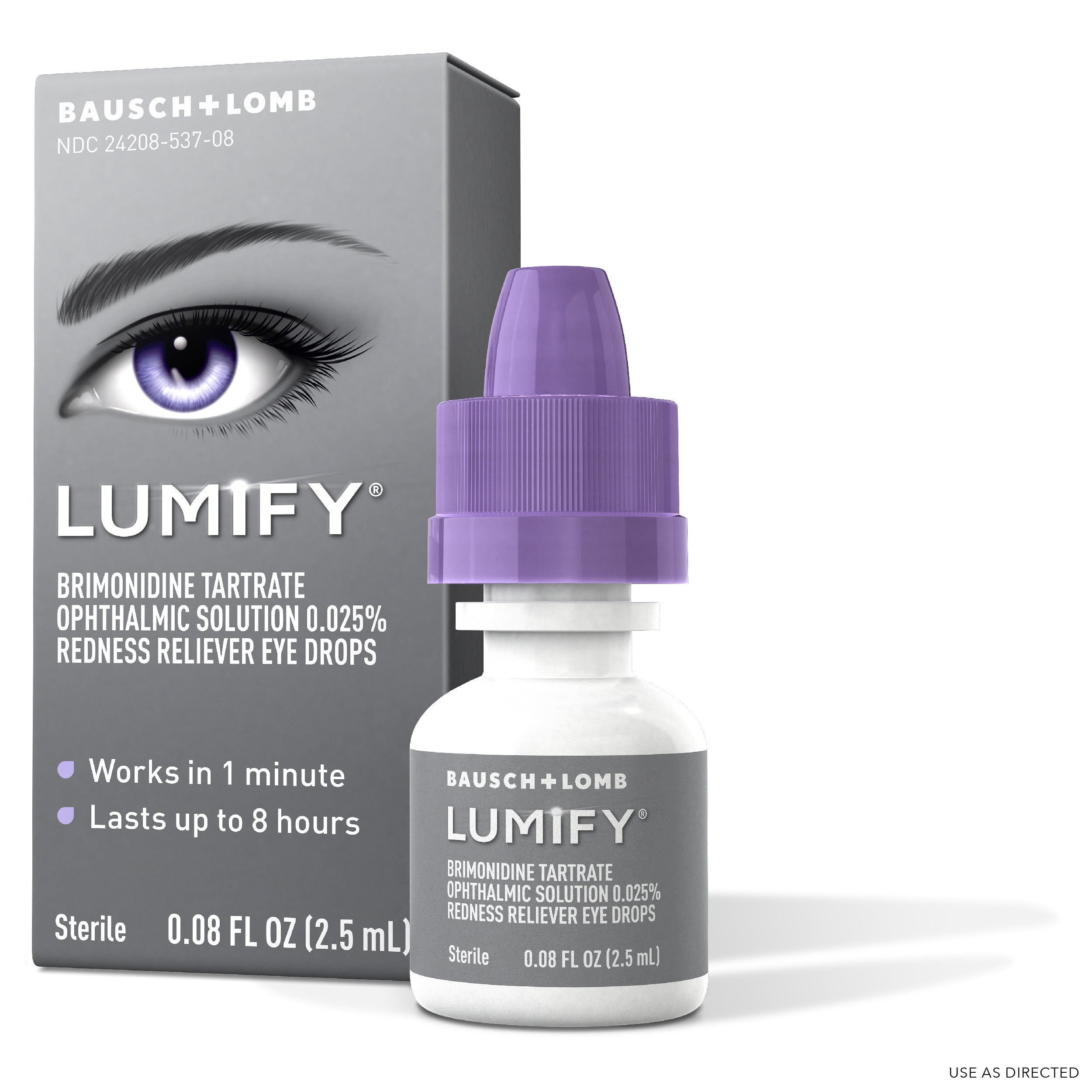 LUMIFY Redness Reliever Eye Drops (Brimonidine Tartrate Ophthalmic Solution 0.025%)  from Bausch + Lomb, 0.08 Fl. Oz. (2.5 mL)