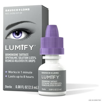 LUMIFY Redness Reliever Eye Drops (Brimonidine Tartrate Ophthalmic Solution 0.025%)  from Bausch + Lomb, 0.08 Fl. Oz. (2.5 mL)