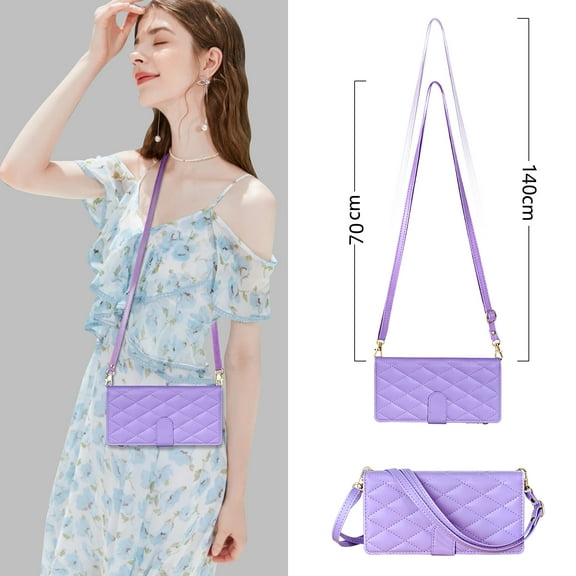 Compatible with Samsung Galaxy S25 Ultra Case for Girls Women, with Shoulder Lanyard Hand Strap Cards Holder Zipper Pocket Stand Shockproof Stylish Phone Case for Samsung Galaxy S25 Ultra, Purple