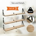 thumbnail image 3 of Floating Book Shelves Set of 3, Wall Bookshelf, 33 inch Long Wood Shelf for Wall Storage, Hanging Shelving for Bedroom, Bathroom, Living Room, Kitchen, Office and Plants (Carbonized Black), 3 of 4