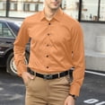 thumbnail image 2 of Mens T-Shirts Stretch Slim Business Casual Solid Color Long Sleeve Orange Going Out Fall Tops size XXXL, 2 of 4