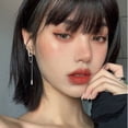 thumbnail image 1 of Pendientes de borlas de circonitas Pendientes largos de círculo distintivo Pendientes coreanos adelgazantes Pendientes de cadena de diamantes cuadrados llenos de diamantes, 1 of 5