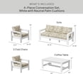 thumbnail image 2 of Better Homes & Gardens Ezra 4-Piece Outdoor HDPE Conversation Set, White with Neutral Palm Cushions, 2 of 9