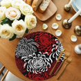 thumbnail image 2 of Red White Round 13 Inch Placemats Set of 4, Abstract Black Chrysanthemum Flower Floral HeatResistant Non Slip Place Mats for Dining Table, Wipeable Braided Kitchen Table Mats for Housewarming, 2 of 9
