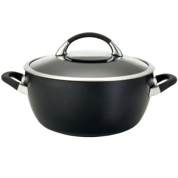 Circulon Symmetry Hard-Anodized Nonstick Casserole Pan with Lid, 5.5-Quart, Black