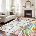 thumbnail image 2 of Area Rug for Living Room, Gray Easter Bunny Non-Slip Indoor Large Carpet for Bedroom/Dining Room, Spring Easter Eggs Floral Wooden Washable Low-Profile Rectangle Floor Runner Rugs - 5 x 7 Ft, 2 of 8