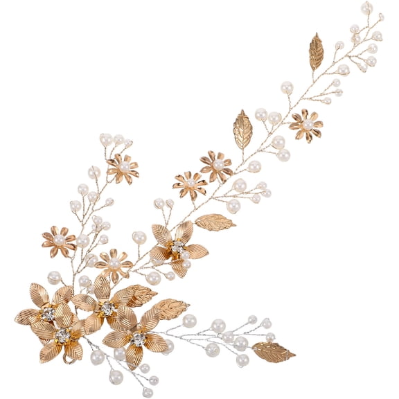 COSMOBETTY Alloy Bridal Headpiece Golden For Wedding 1Pack 8.5X3.9X0.4In