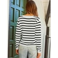 thumbnail image 2 of Women's Striped Cardigan Sweater Trendy Long Sleeve Button Down Crew neck Cardigans, 2 of 5