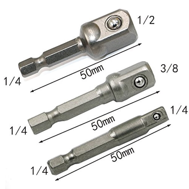 Juego de adaptadores de dado de acero al cromo vanadio Vástago hexagonal 1/4" 3/8" 1/2" Juego de barra de brocas de extensión Herramientas eléctricas TF003 Dengxun unisex