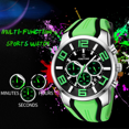 thumbnail image 3 of Black Mens Sport Watches for Men Green Orange Red Blue Bright Colorful Reloj Hombre Cool Unique Analog Stylish Wrist Watch Chronograph for Running Training Stopwatch, 3 of 7
