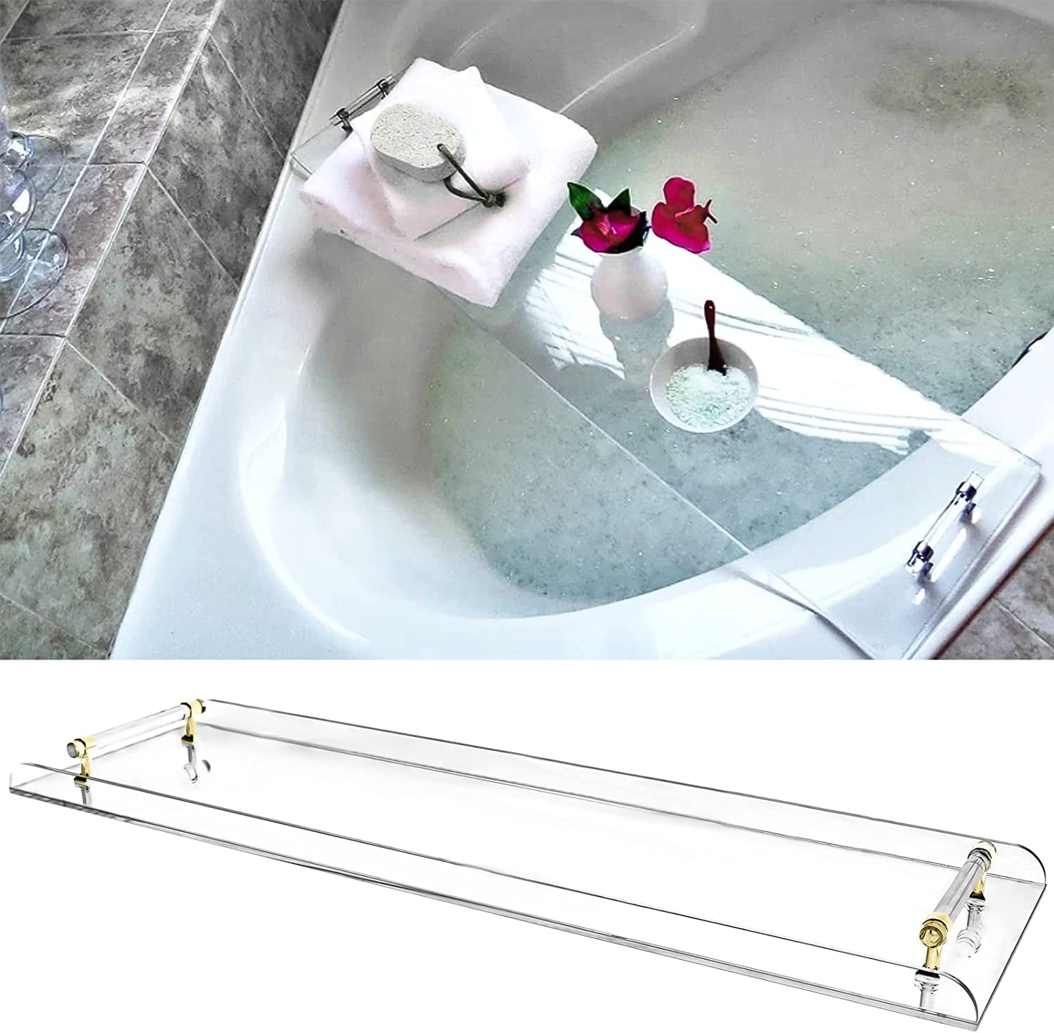 Acrylic Clear Bathtub Tray Bath Tub Caddy over Bath Tub Racks Shower  Organizer for Bathroom 