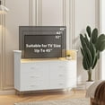 thumbnail image 6 of Rugerasy 6 Dresser for Bedroom with Power Outlet & LED Light,Wooden Dressers with Wide Drawers & 2-Tier Open Shelves,Modern Chest of Double Wide Drawers for Living Room,Entryway,TV Stand,White, 6 of 7