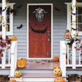 thumbnail image 2 of Horned Satanic Devil Lucifer Skeleton Door Knocker Wall Hanging Plaque for Halloween Outdoor Home Decoration, 2 of 5
